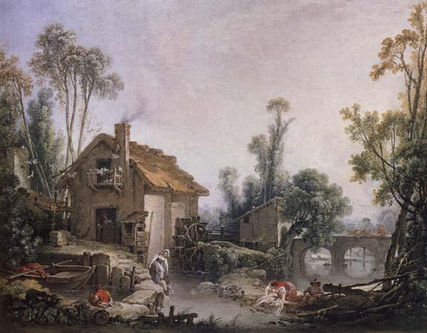 Francois Boucher Landscape with a Watermill France oil painting art